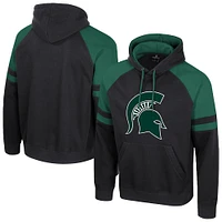 Men's Colosseum  Black Michigan State Spartans Todd Raglan Pullover Hoodie