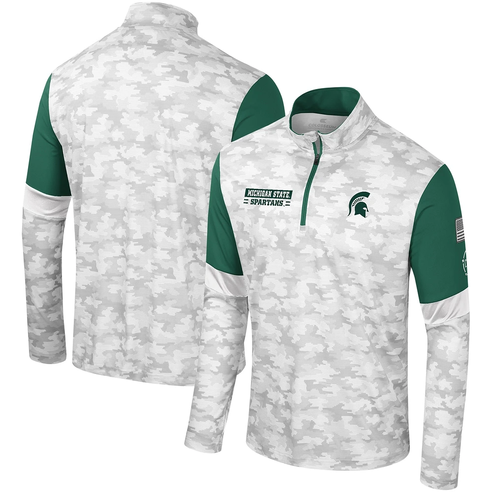 Coupe-vent à quart de zip Tomahawk d'appréciation militaire Colosseum Camo Michigan State Spartans OHT pour hommes