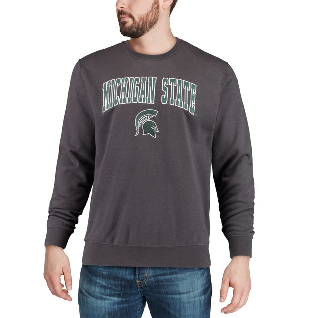 Sweat-shirt à col rond avec logo et arc des Spartans de l'État du Michigan Colosseum anthracite pour hommes