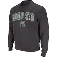 Sweat-shirt à col rond avec logo et arc des Spartans de l'État du Michigan Colosseum anthracite pour hommes