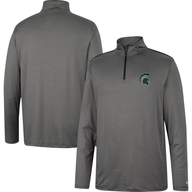 Coupe-vent à demi-glissière Colosseum Charcoal Michigan State Spartans Logo pour homme