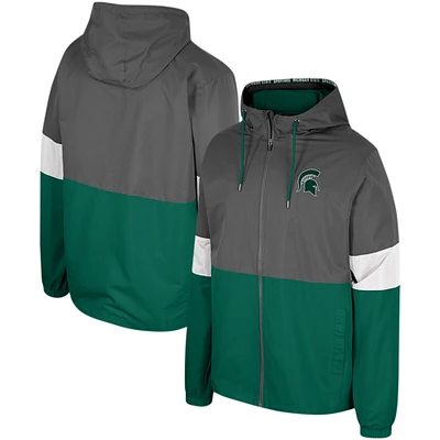 Veste entièrement zippée Colosseum Charcoal Michigan State Spartans Miles pour hommes