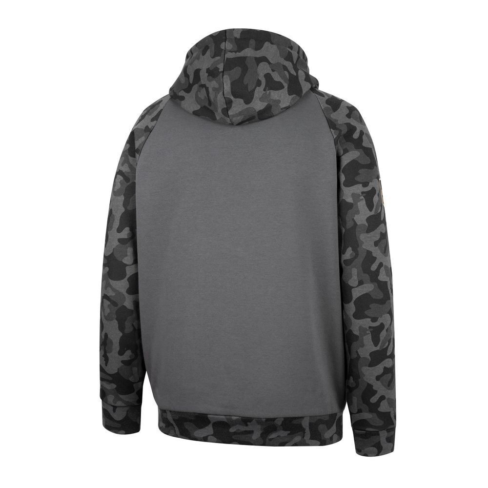 Men's Colosseum Charcoal Michigan State Spartans OHT Military Appreciation Camo Stack Raglan Pullover Hoodie