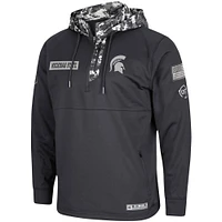 Sweat à capuche quart de zip Colosseum Charcoal Michigan State Spartans OHT Military Appreciation Digi Camo pour hommes