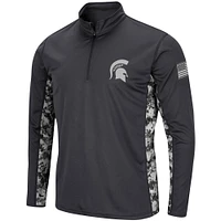 Pull léger à quart de zip Colosseum Charcoal Michigan State Spartans OHT Military Appreciation Digital Camo pour hommes