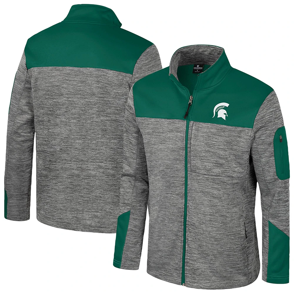 Men's Colosseum  Gray/Green Michigan State Spartans Guard Full-Zip Jacket