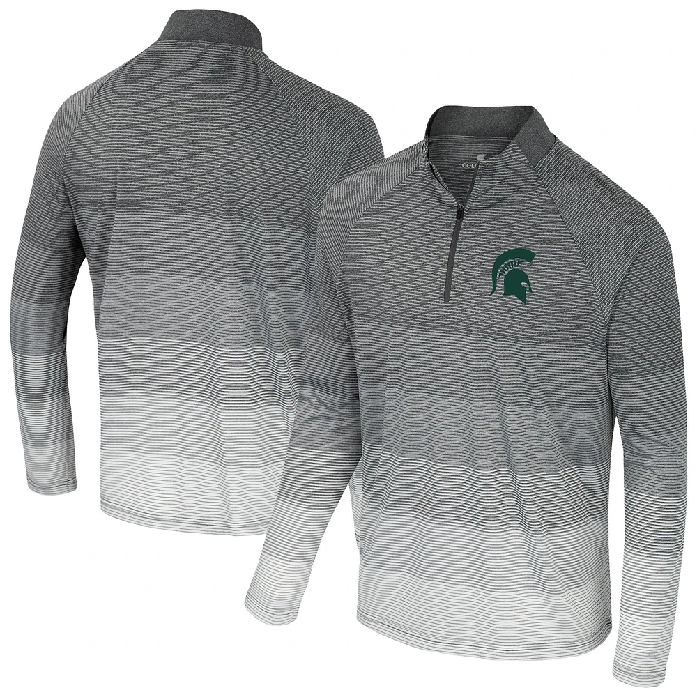 Coupe-vent à glissière quart de tour en maille rayée IA Michigan State Spartans gris Colosseum pour homme