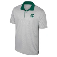 Men's Colosseum Gray Michigan State Spartans Big & Tall Tuck Striped Polo