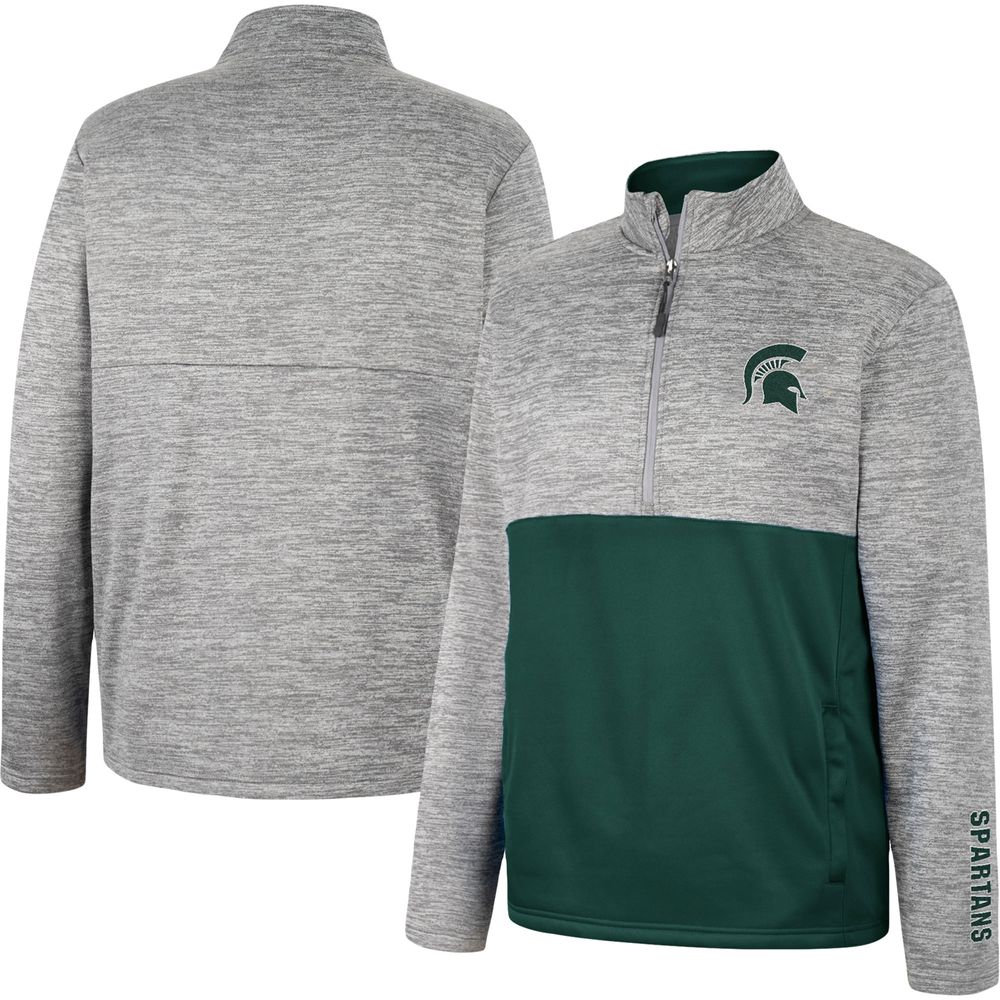 Men's Colosseum Gray Michigan State Spartans John Half-Zip Jacket