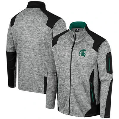 Men's Colosseum Gray Michigan State Spartans Silberman Color Block Full-Zip Jacket