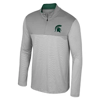 Men's Colosseum Gray Michigan State Spartans Tuck Quarter-Zip Top