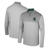 Men's Colosseum Gray Michigan State Spartans Tuck Quarter-Zip Top