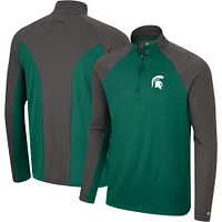 Colosseum Green/Charcoal Michigan State Spartans Two Yutes Raglan Quarter-Zip Windshirt