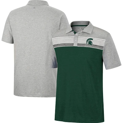 Men's Colosseum Green/Heather Gray Michigan State Spartans Caddie Lightweight Polo