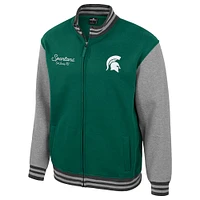 Veste universitaire entièrement zippée Ambi-Turner pour homme, couleur vert Colosseum, Michigan State Spartans