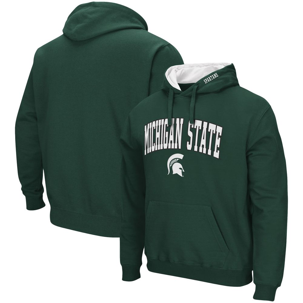 Men's Colosseum Green Michigan State Spartans Arch & Logo 3.0 Pullover Hoodie