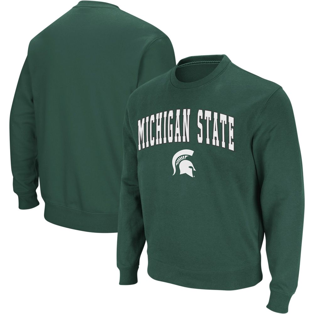 Men's Colosseum Michigan State Spartans Arch & Logo Crew Neck Sweatshirt