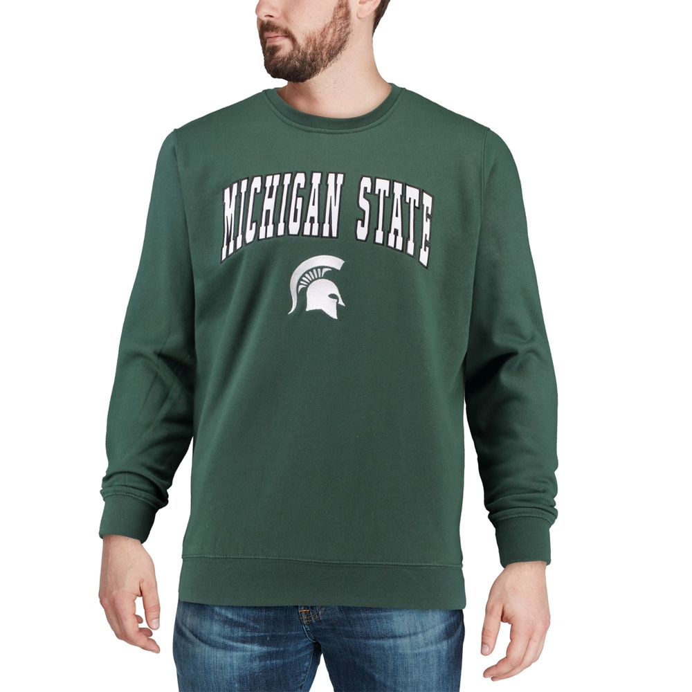 Men's Colosseum Michigan State Spartans Arch & Logo Crew Neck Sweatshirt