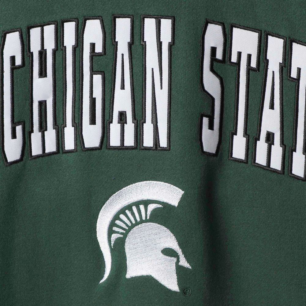 Men's Colosseum Michigan State Spartans Arch & Logo Crew Neck Sweatshirt