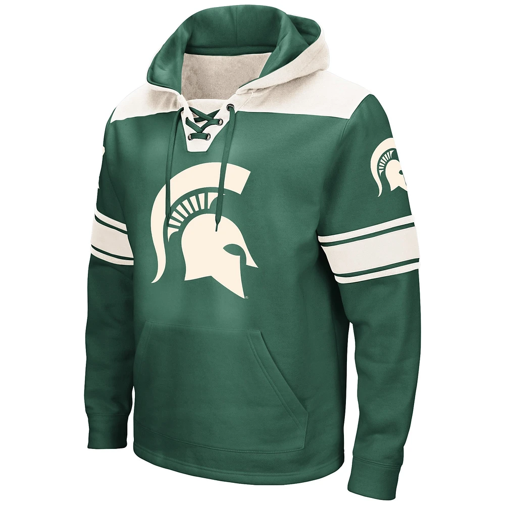 Men's Colosseum Green Michigan State Spartans Big & Tall Hockey Lace-Up Pullover Hoodie