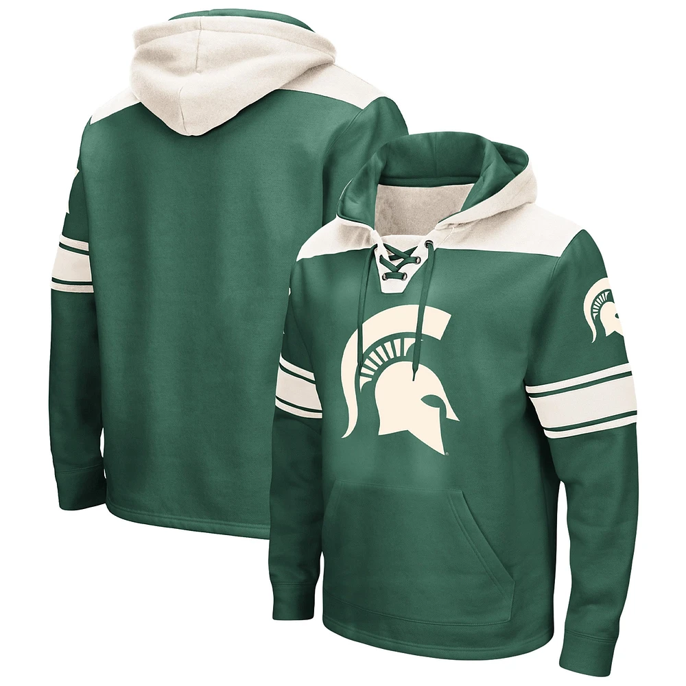 Men's Colosseum Green Michigan State Spartans Big & Tall Hockey Lace-Up Pullover Hoodie