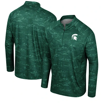 Veste verte Colosseum pour hommes Michigan State Spartans Carson Raglan Quarter-Zip Jacket