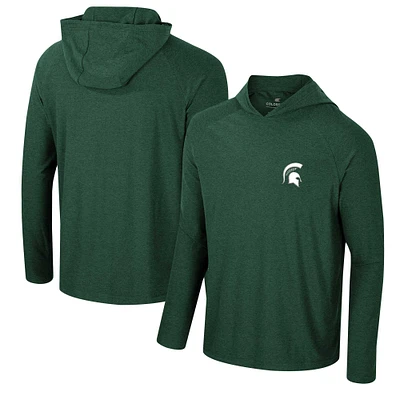 T-shirt à capuche manches longues raglan en jersey Cloud Michigan State Spartans pour hommes Colosseum vert