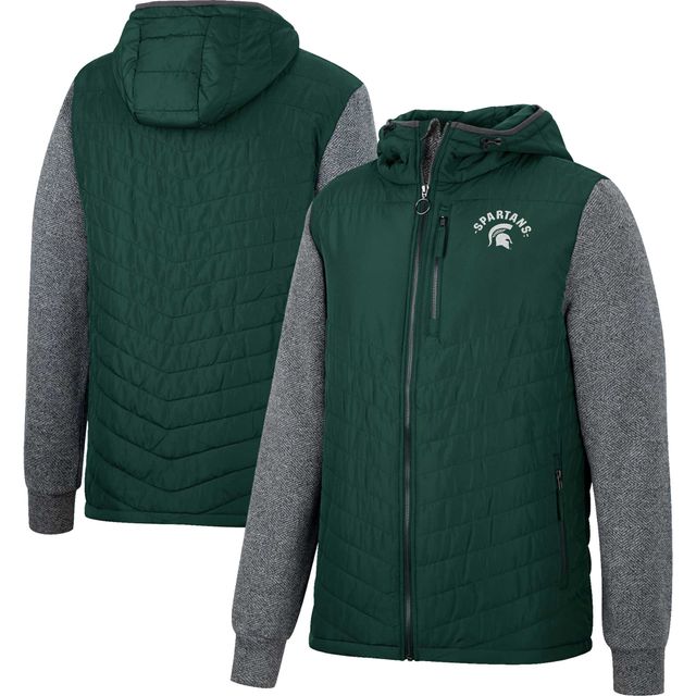 Sweat à capuche entièrement zippé chevrons pour hommes, vert Colosseum, Michigan State Spartans Course