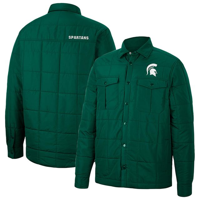 Veste matelassée à bouton-pression Detonate des Michigan State Spartans pour hommes, vert Colosseum