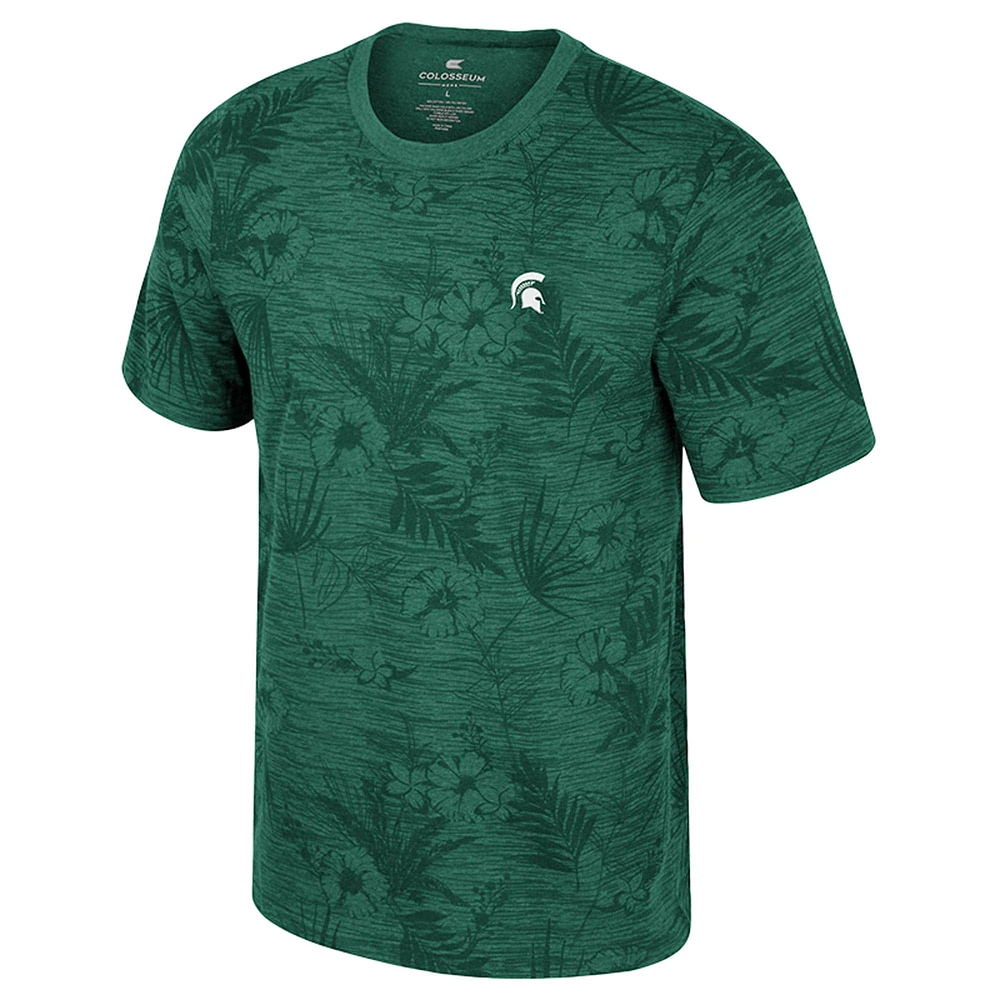 Men's Colosseum Green Michigan State Spartans Floral Printed T-Shirt