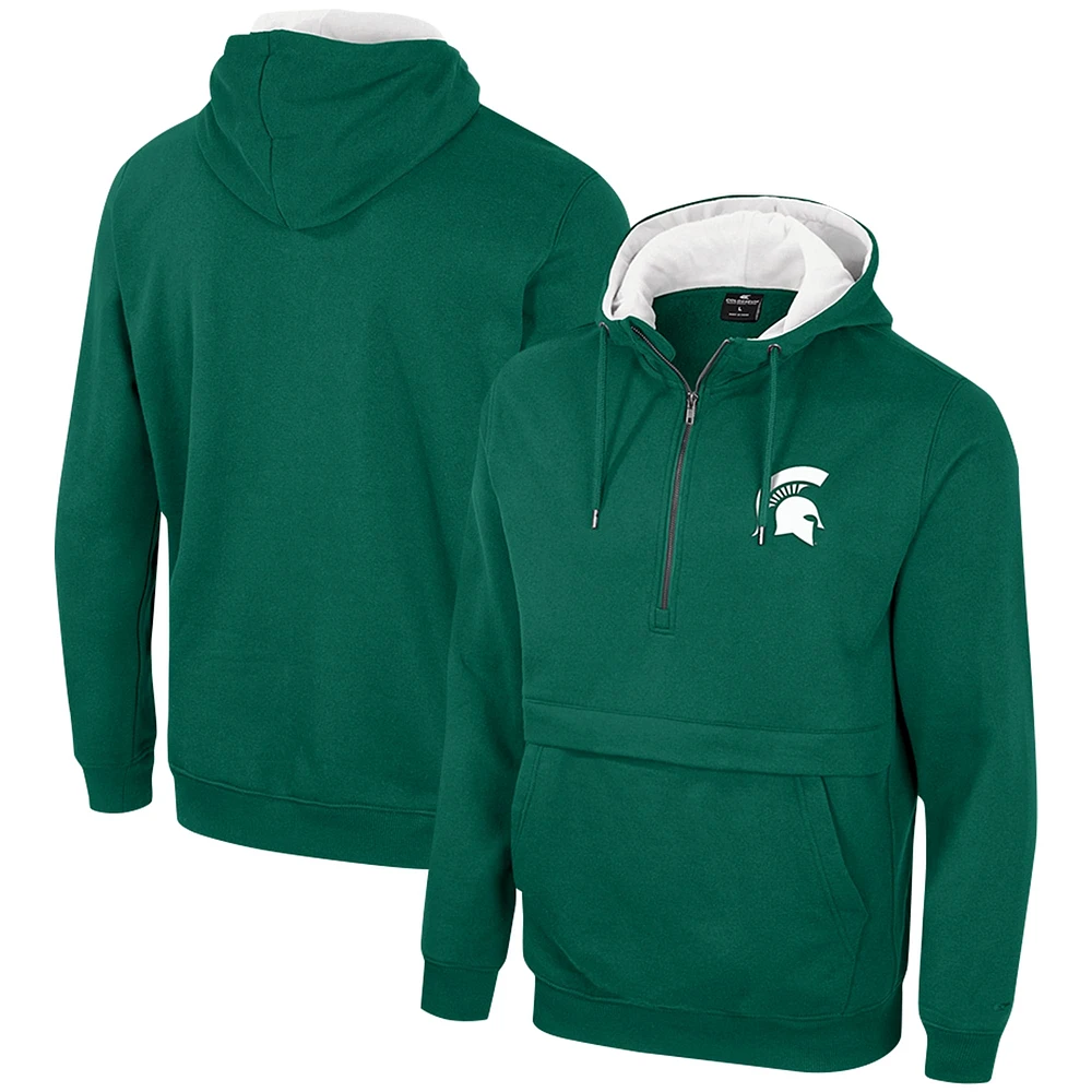 Men's Colosseum Green Michigan State Spartans Half-Zip Hoodie