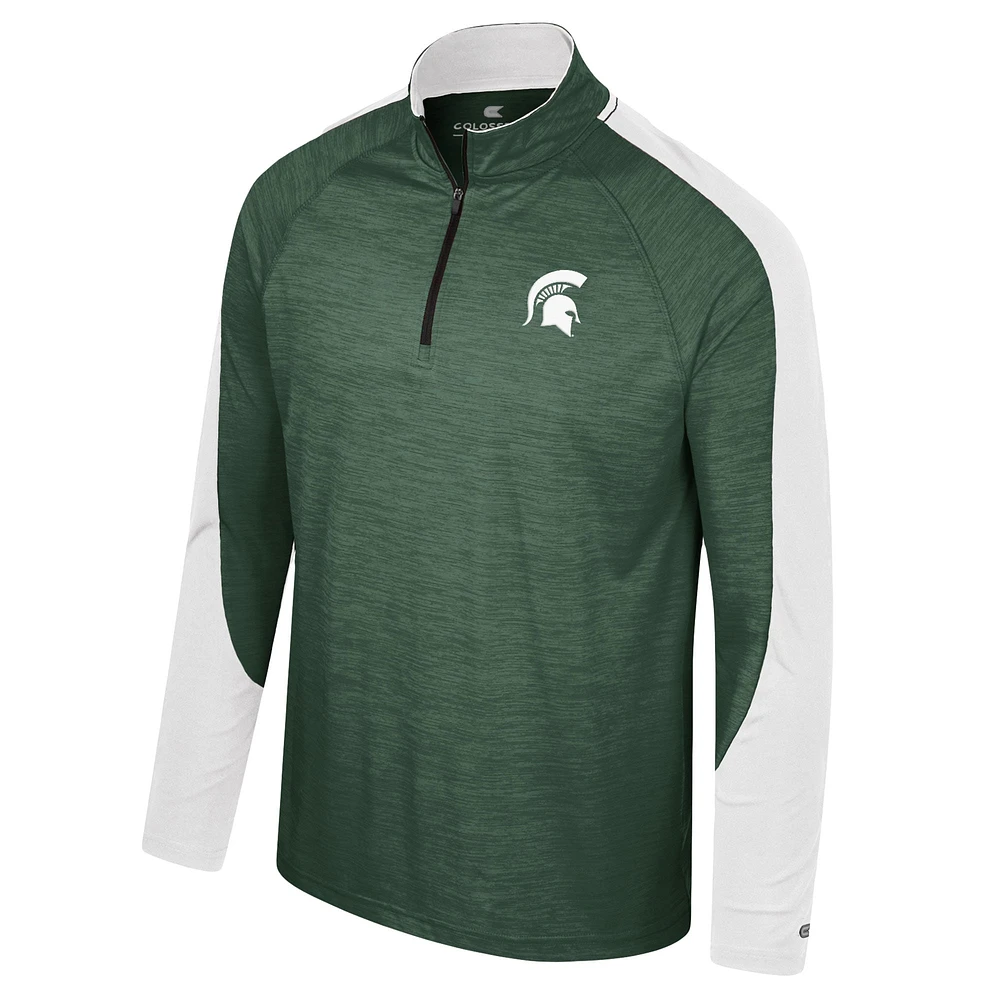 Haut à quart de zip Langmore Raglan vert Colosseum Michigan State Spartans pour hommes