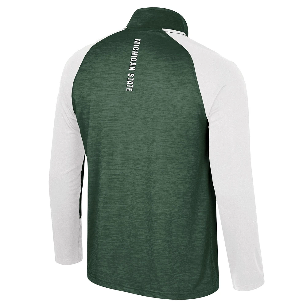 Men's Colosseum Green Michigan State Spartans Langmore Raglan Quarter-Zip Top