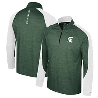 Men's Colosseum Green Michigan State Spartans Langmore Raglan Quarter-Zip Top