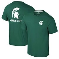 Men's Colosseum Green Michigan State Spartans Logo Lockup 2-Hit Active Blend T-Shirt