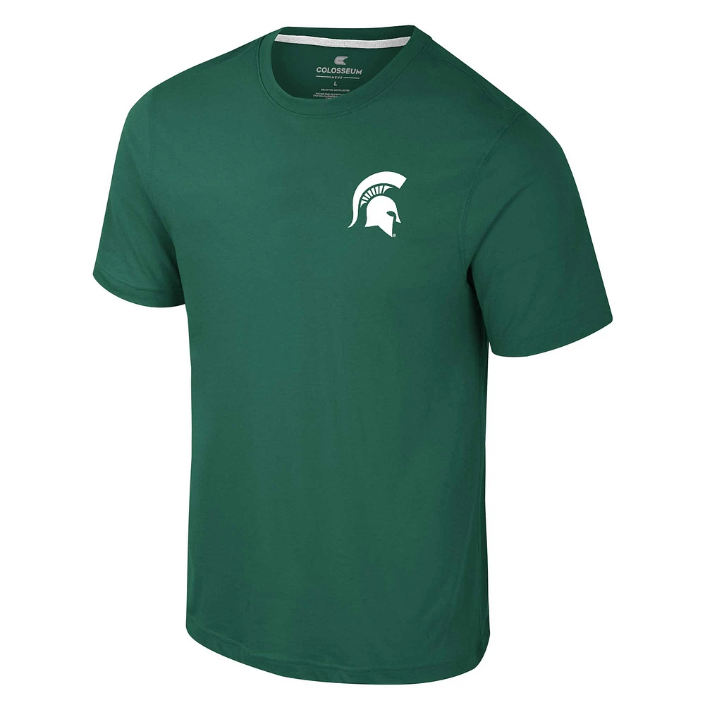 Men's Colosseum Green Michigan State Spartans Logo Lockup 2-Hit Active Blend T-Shirt