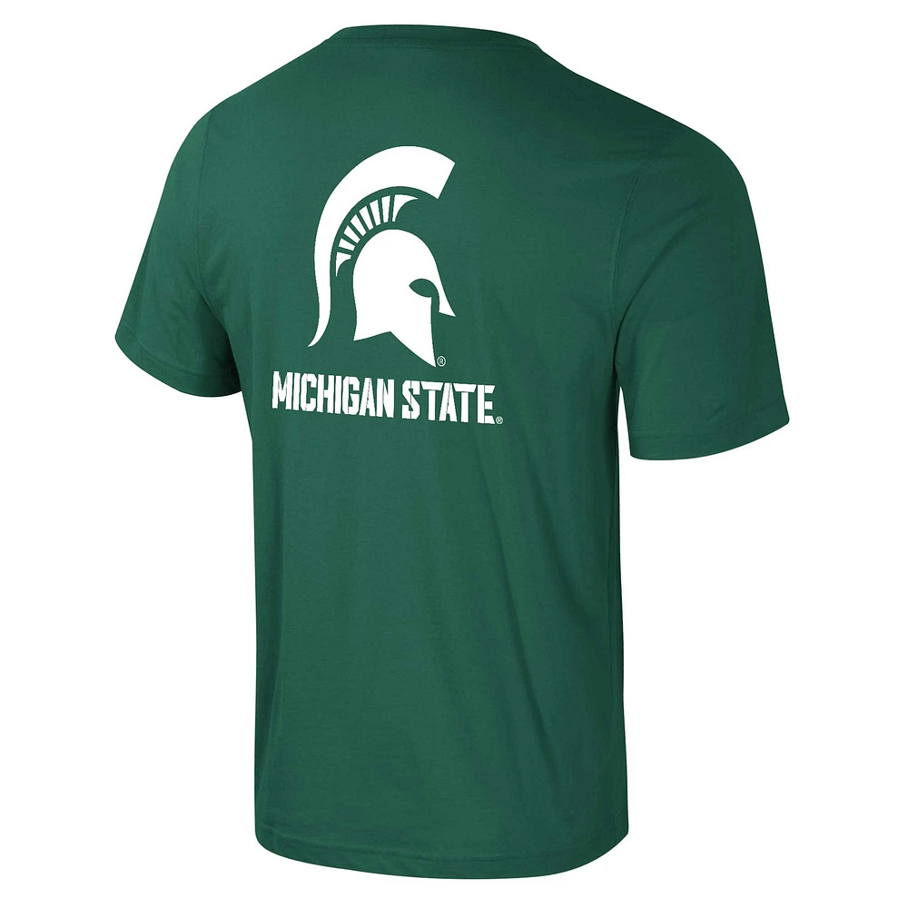 Men's Colosseum Green Michigan State Spartans Logo Lockup 2-Hit Active Blend T-Shirt