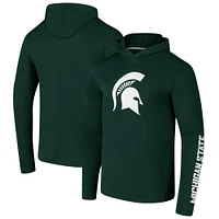 T-shirt à capuche manches longues avec logo Colosseum vert Michigan State Spartans Lockup Active Blend pour hommes