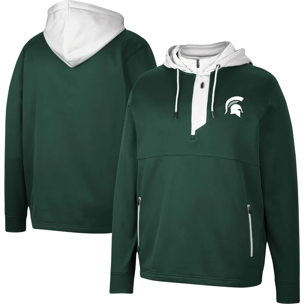 Men's Colosseum Green Michigan State Spartans Luge 3.0 Quarter-Zip Hoodie