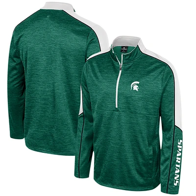 Veste à demi-zip chinée Colosseum Green Michigan State Spartans pour hommes