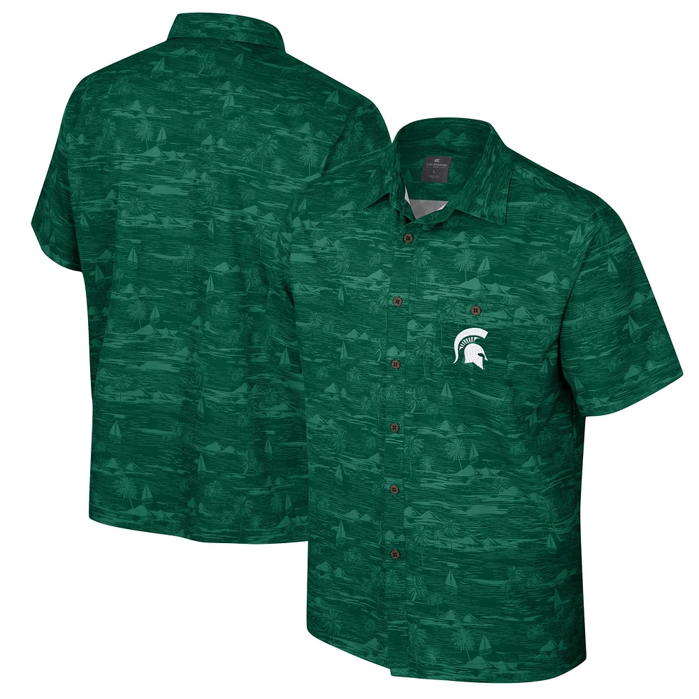 Men's Colosseum Green Michigan State Spartans Ozark Button-Up Shirt