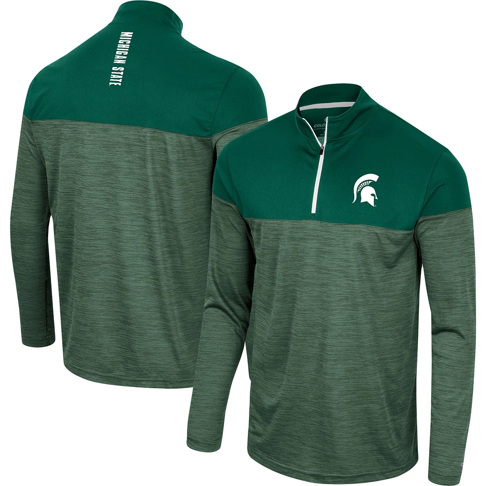 Colosseum Green Michigan State Spartans Positraction Coupe-vent léger à quart de zip pour homme