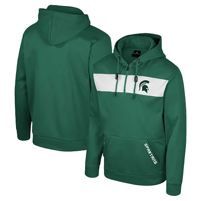 Men's Colosseum  Green Michigan State Spartans Quarter-Zip Hoodie