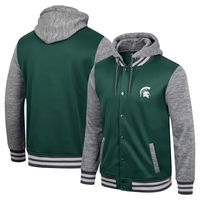 Men's Colosseum Green Michigan State Spartans Robinson Hoodie Full-Snap Jacket