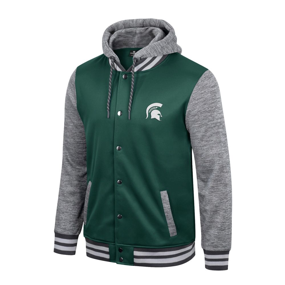 Men's Colosseum Green Michigan State Spartans Robinson Hoodie Full-Snap Jacket