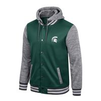 Men's Colosseum Green Michigan State Spartans Robinson Hoodie Full-Snap Jacket