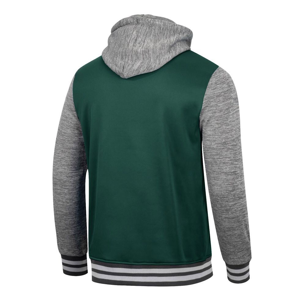 Men's Colosseum Green Michigan State Spartans Robinson Hoodie Full-Snap Jacket