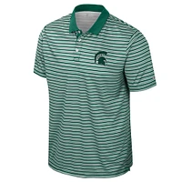 Men's Colosseum Green Michigan State Spartans Striped Polo