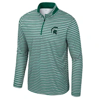 Men's Colosseum Green Michigan State Spartans Striped Quarter-Zip Top