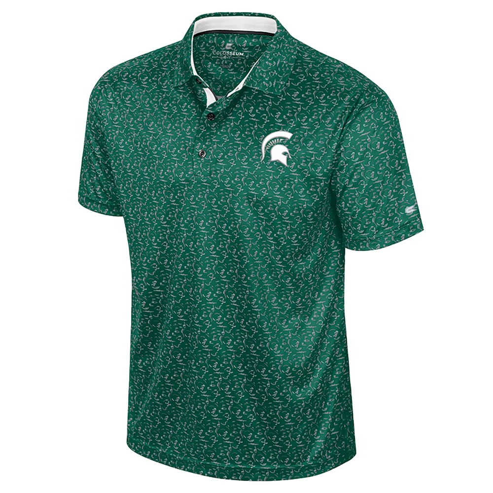 Men's Colosseum Green Michigan State Spartans Sublimated Golf Polo
